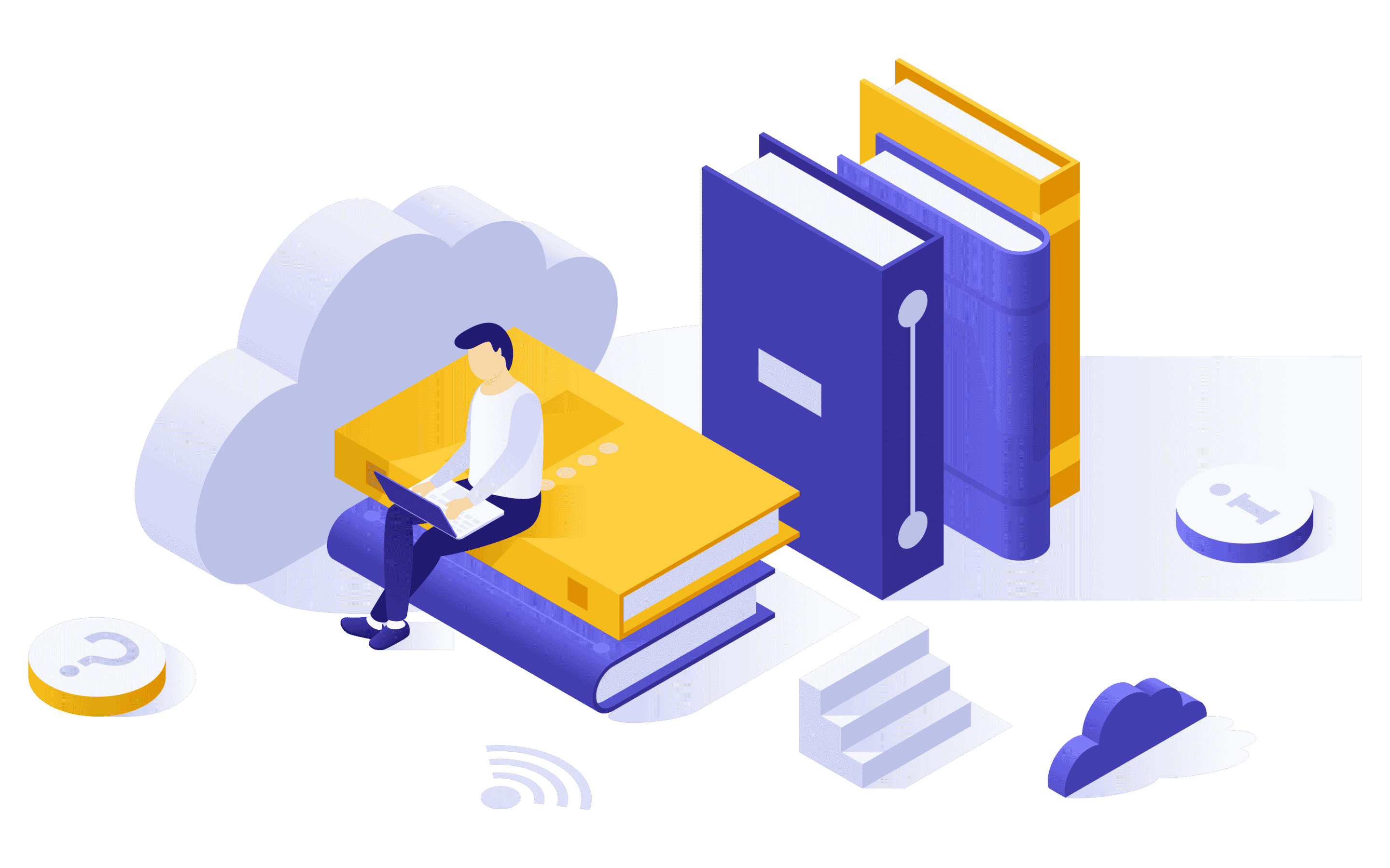 man-reading-from-cloud-book-library man reading from cloud book library